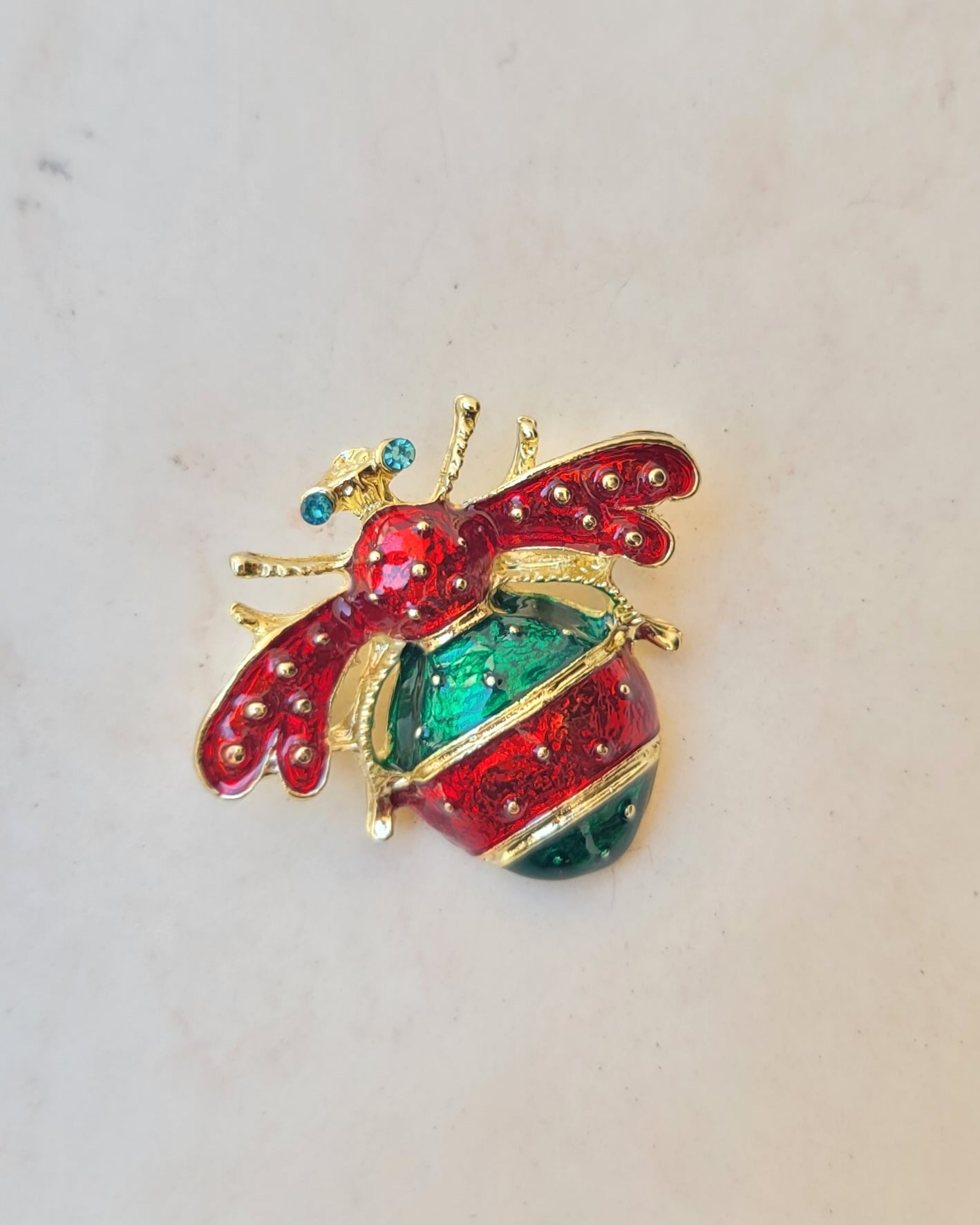 Red × Green Bee Brooch