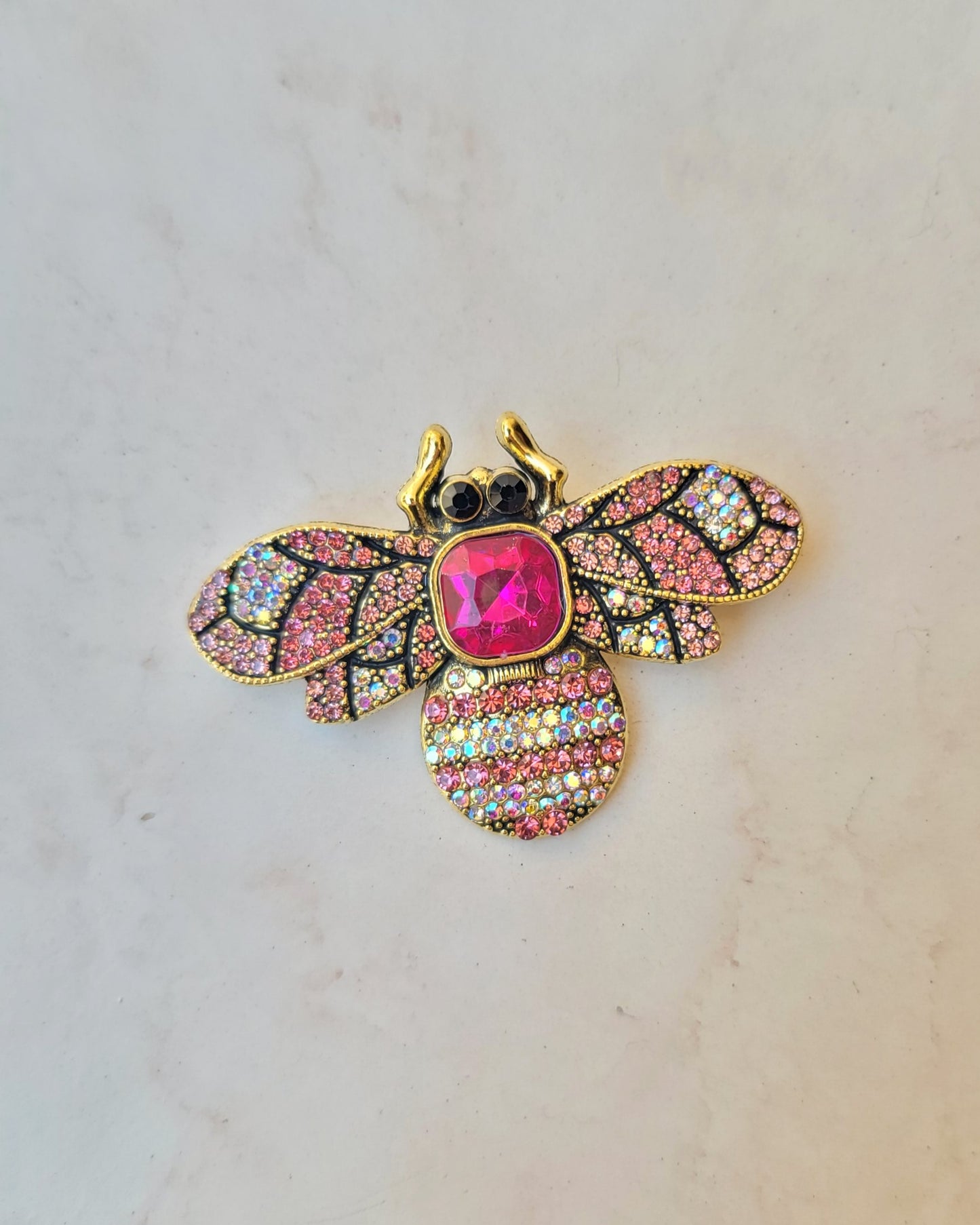 Bee Brooch With Zircon Stones - Pink