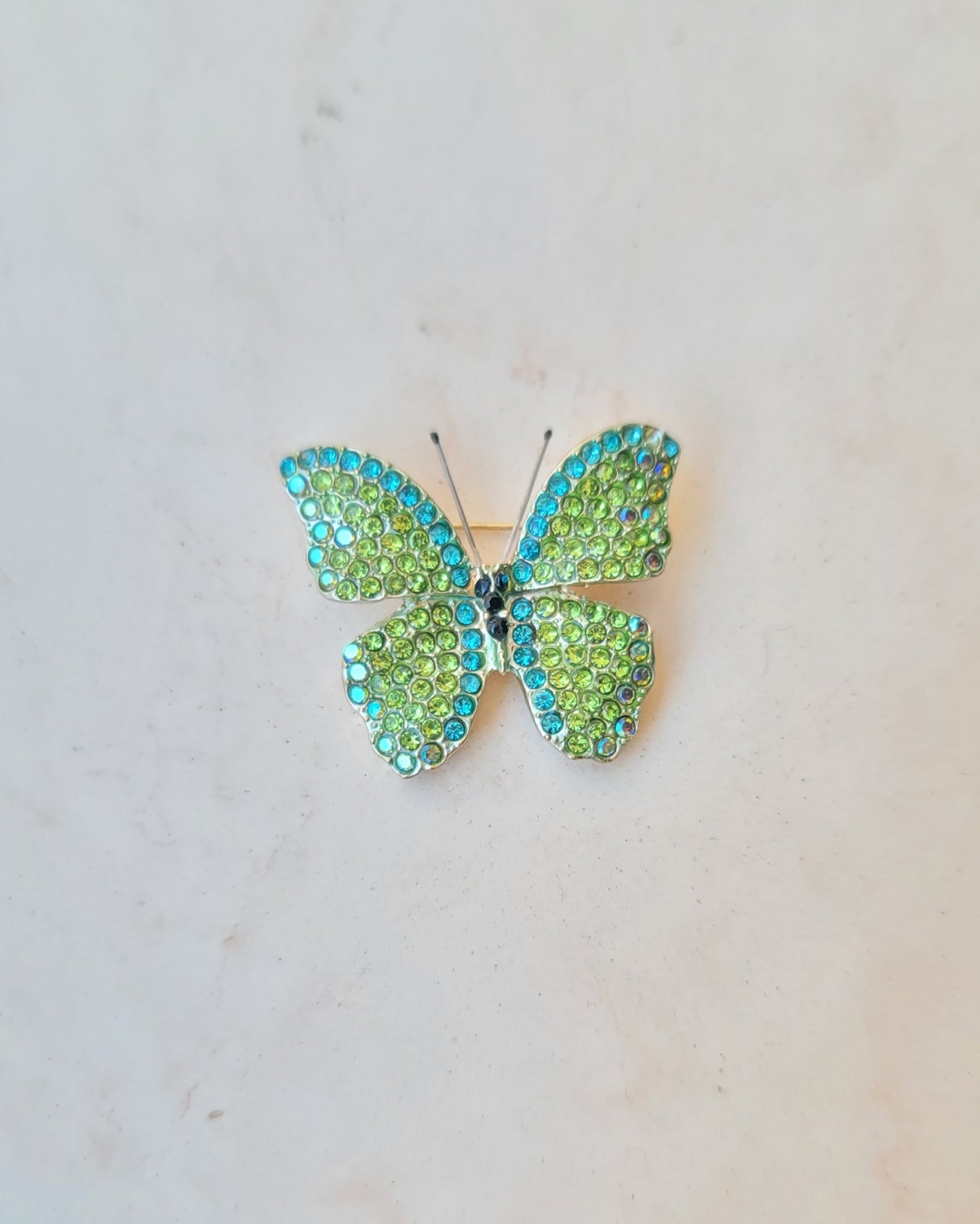 Zircon Stones Butterfly Brooch - Green