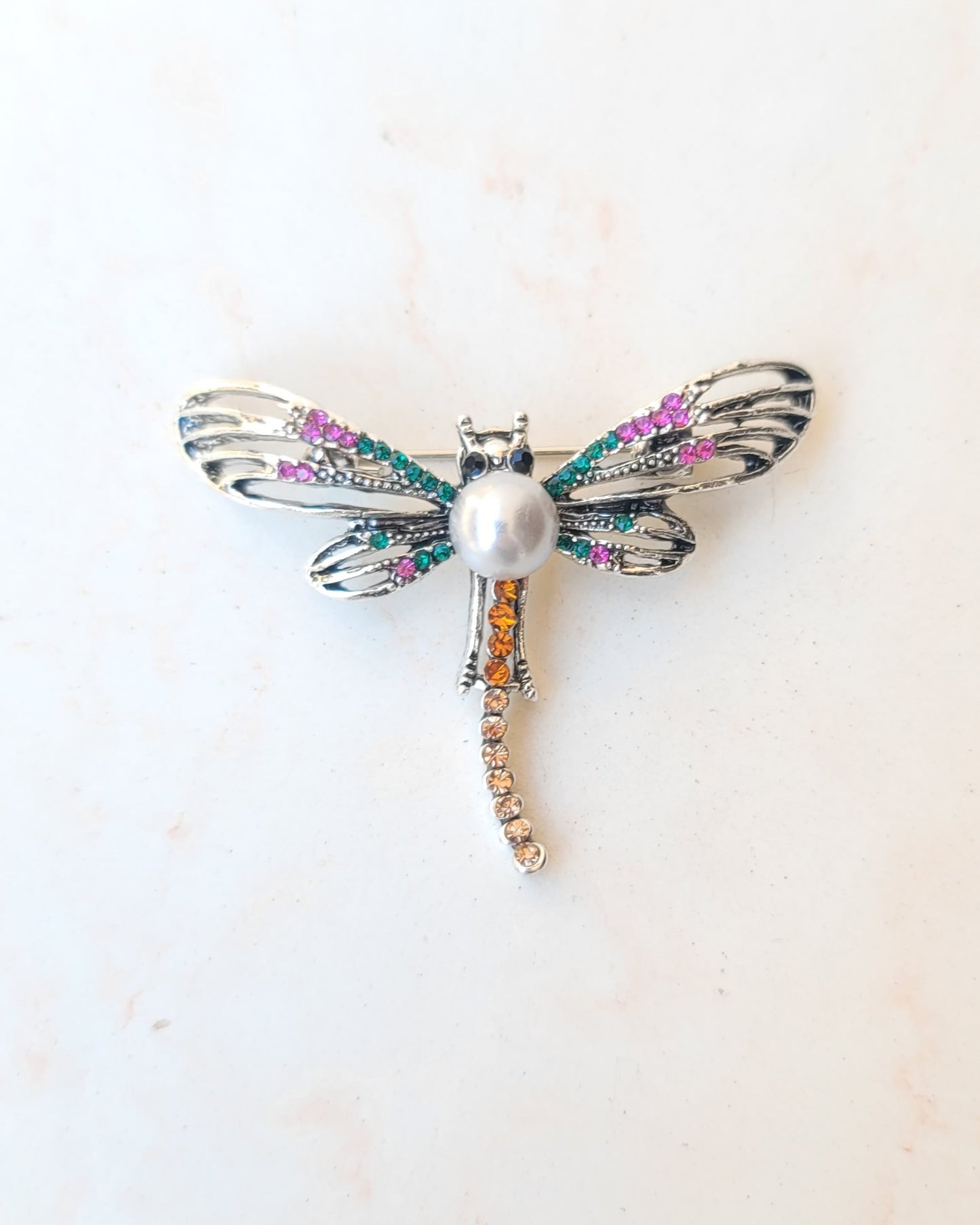 Zircon Stones Dragonfly Brooch