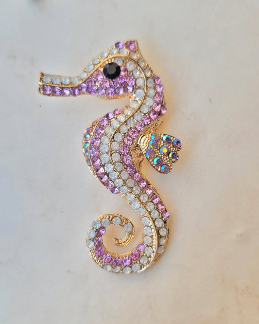 Big Seahorse Brooch - Mauve