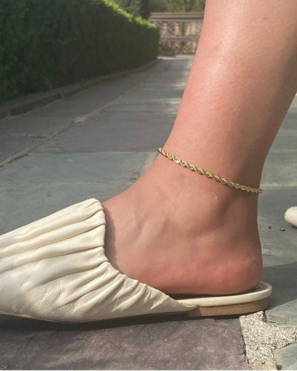 Gold Plated Stainless Steel Rope / Twisted Chain Anklet