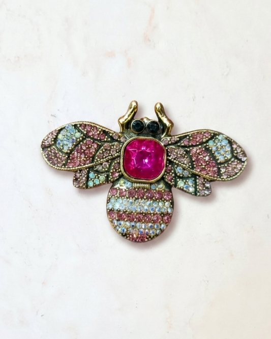 Bee Brooch With Zircon Stones - Pink