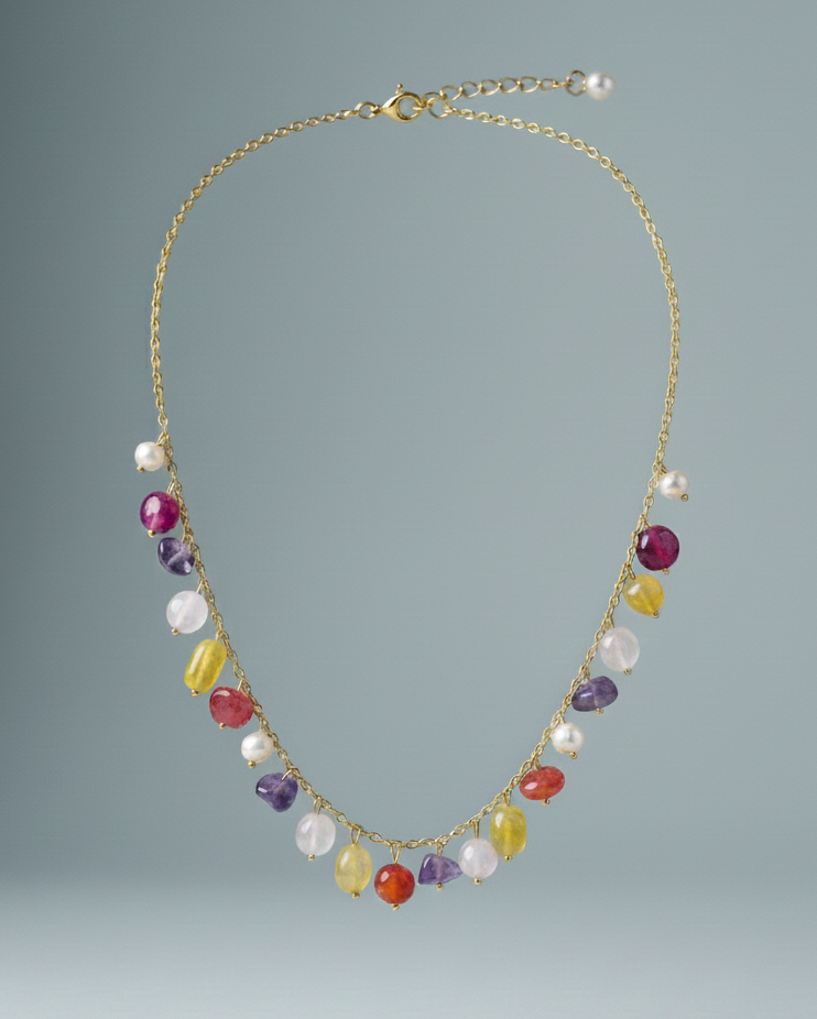 Stainless Steel Chain With Mixed Stones