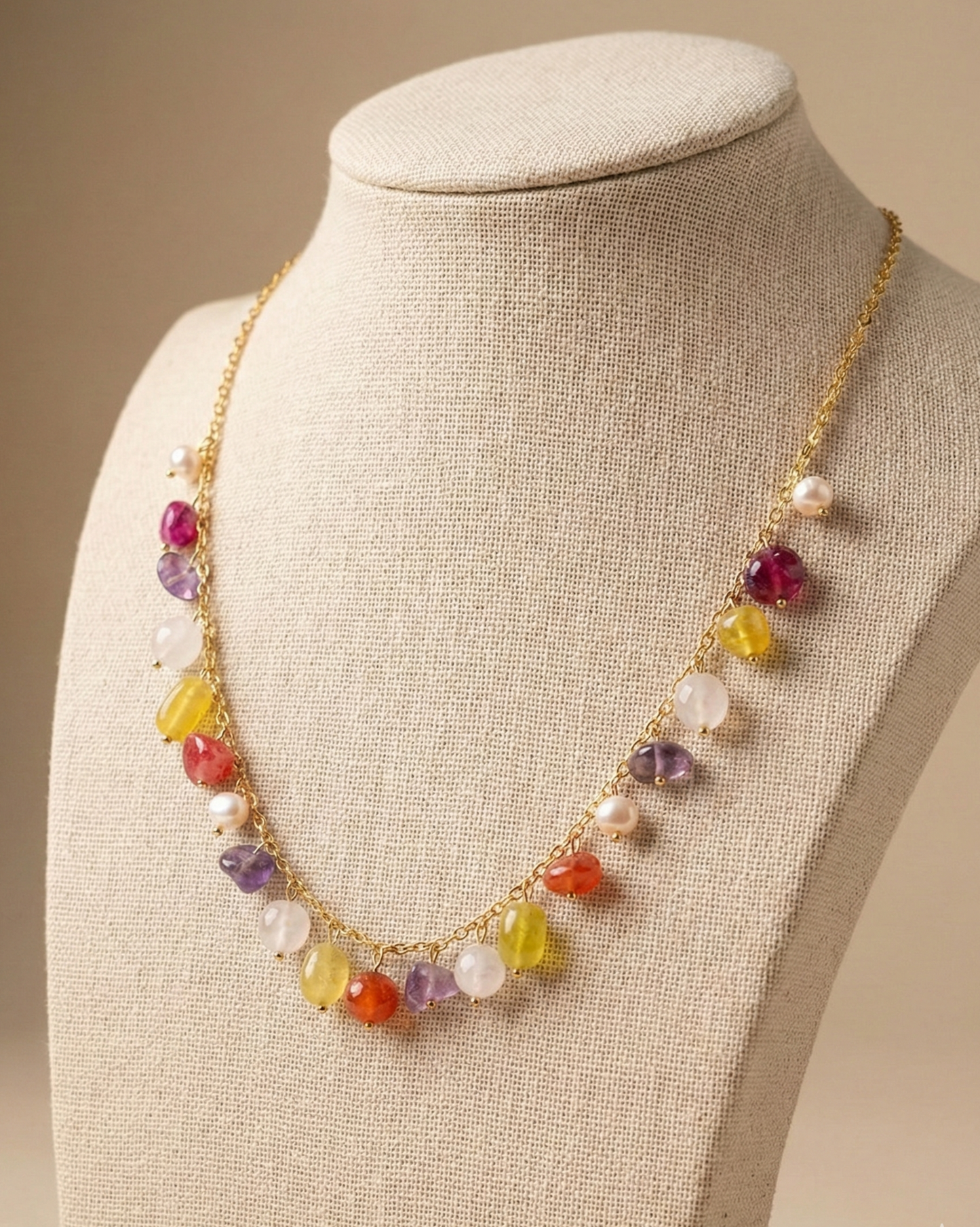 Stainless Steel Chain With Mixed Stones