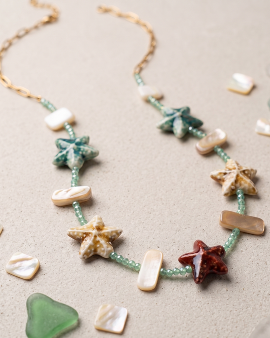 Stainless Steel Summer Necklace With Starfish Charms