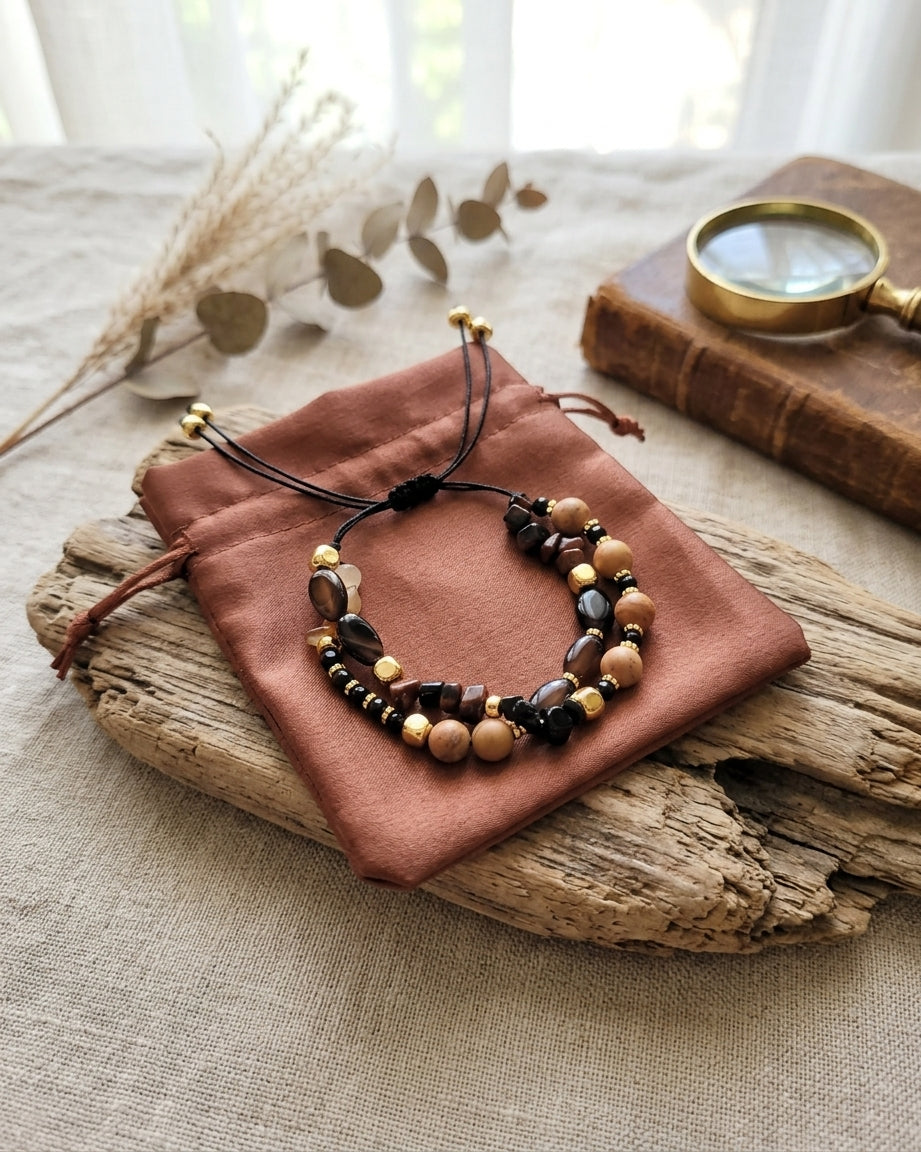 Two Layers Agate & Stone Chips Thread Bracelet