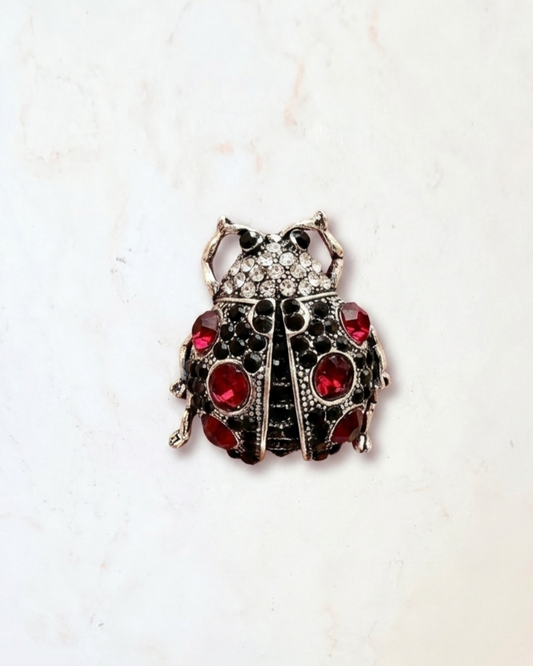 Black × Silver Ladybug Brooch