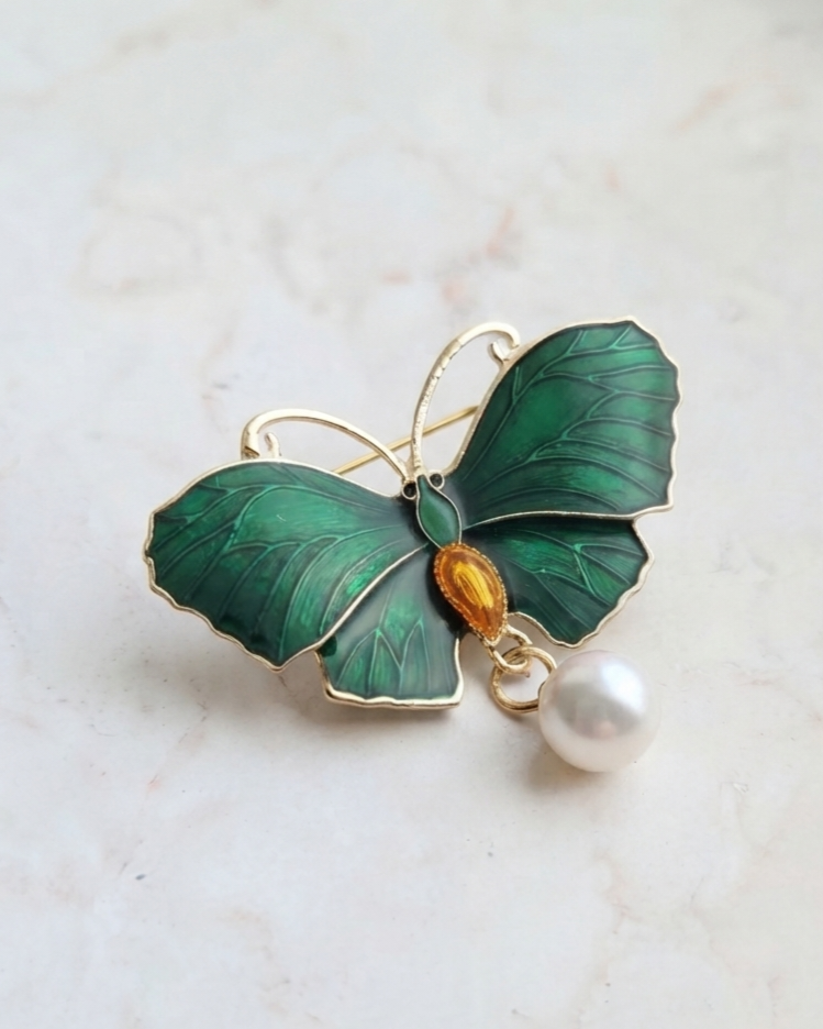 Green Butterfly Brooch