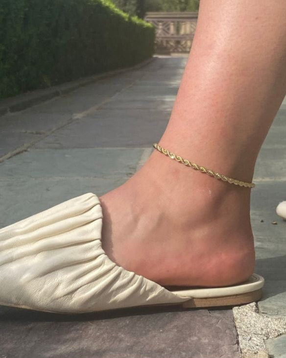 Gold Plated Stainless Steel Rope / Twisted Chain Anklet