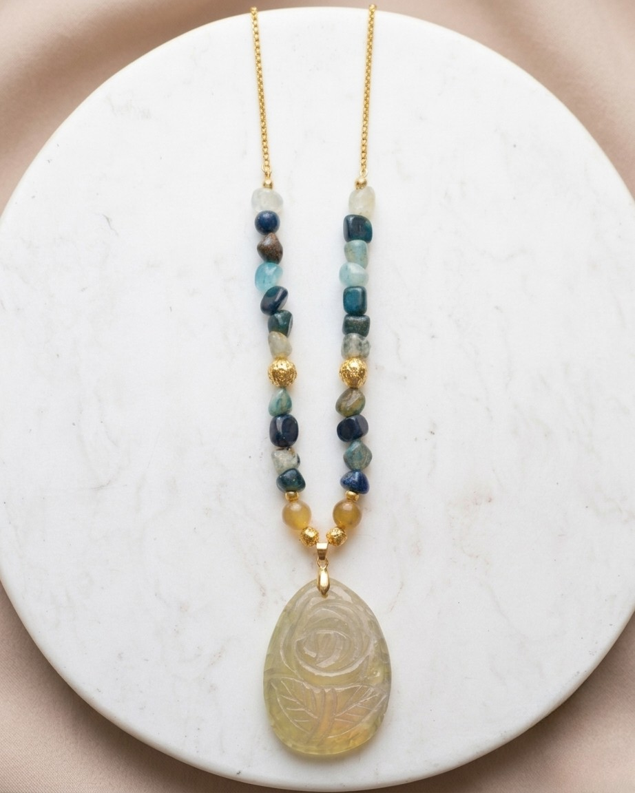 Agate Necklace With Natural Stone Pendant