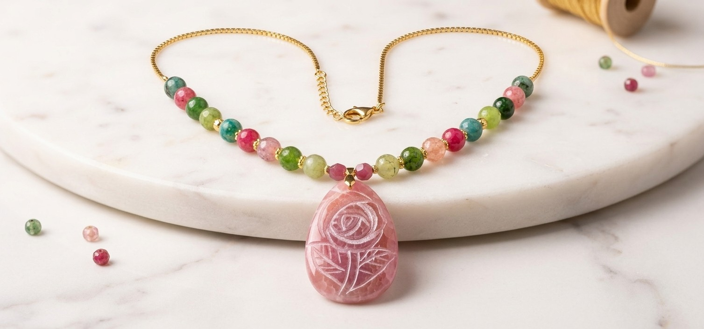 Agate Necklace With Natural Stone Pendant