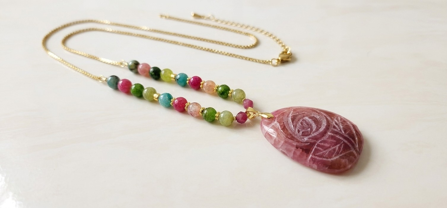 Agate Necklace With Natural Stone Pendant