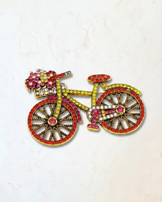Trendy Bicycle Brooch With Colorful Stones