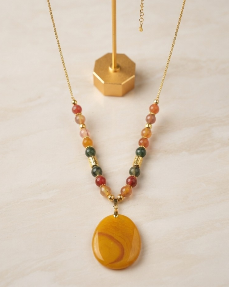 Agate Necklace With Natural Stone Pendant