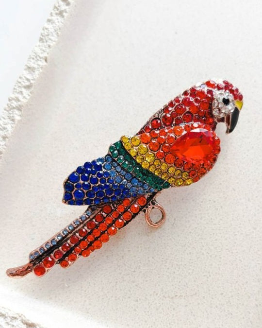 Big Colorful Parrot Brooch