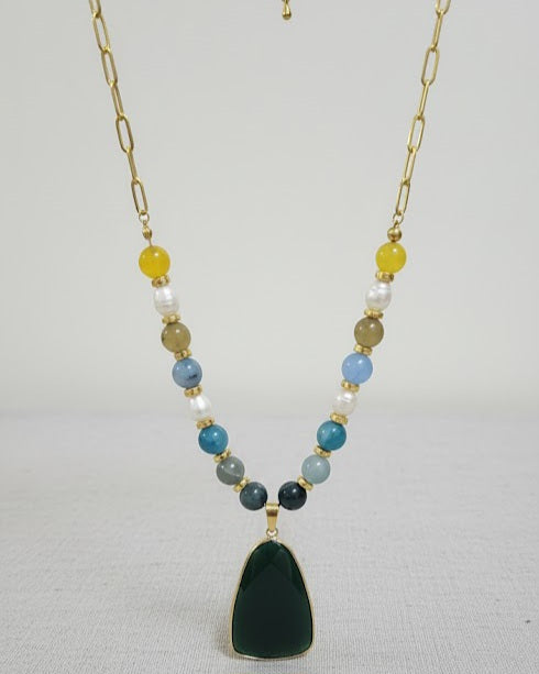 Agate Necklace With Stone Pendnat
